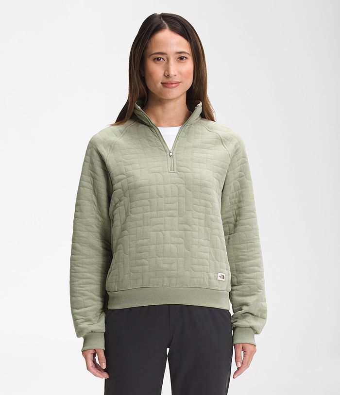 The North Face Womens Pullover Longs Peak Quilted ¼ Zip 104YTHJSB - Green